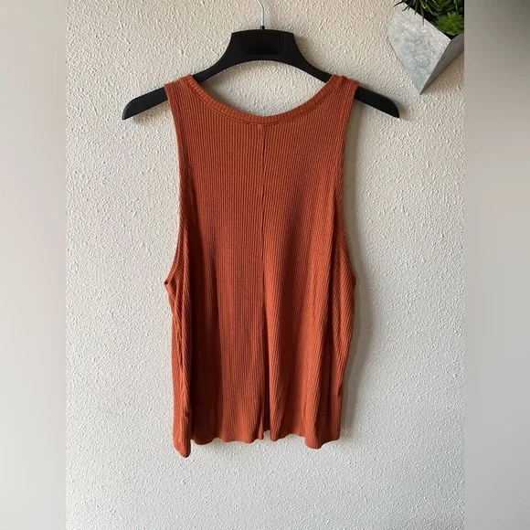 Forever 21 Rust Orange Ribbed Tank Top Size Medium Flowy Spring Autumn Country - Picture 8 of 8